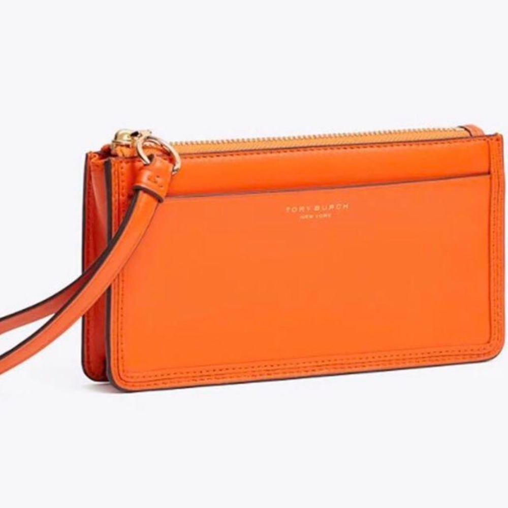 Tory Burch orange zip pouch